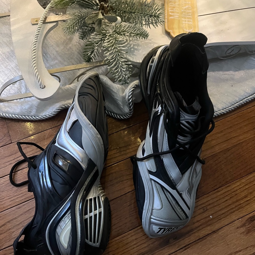 Black and Silver Balenciaga Tennis Shoes